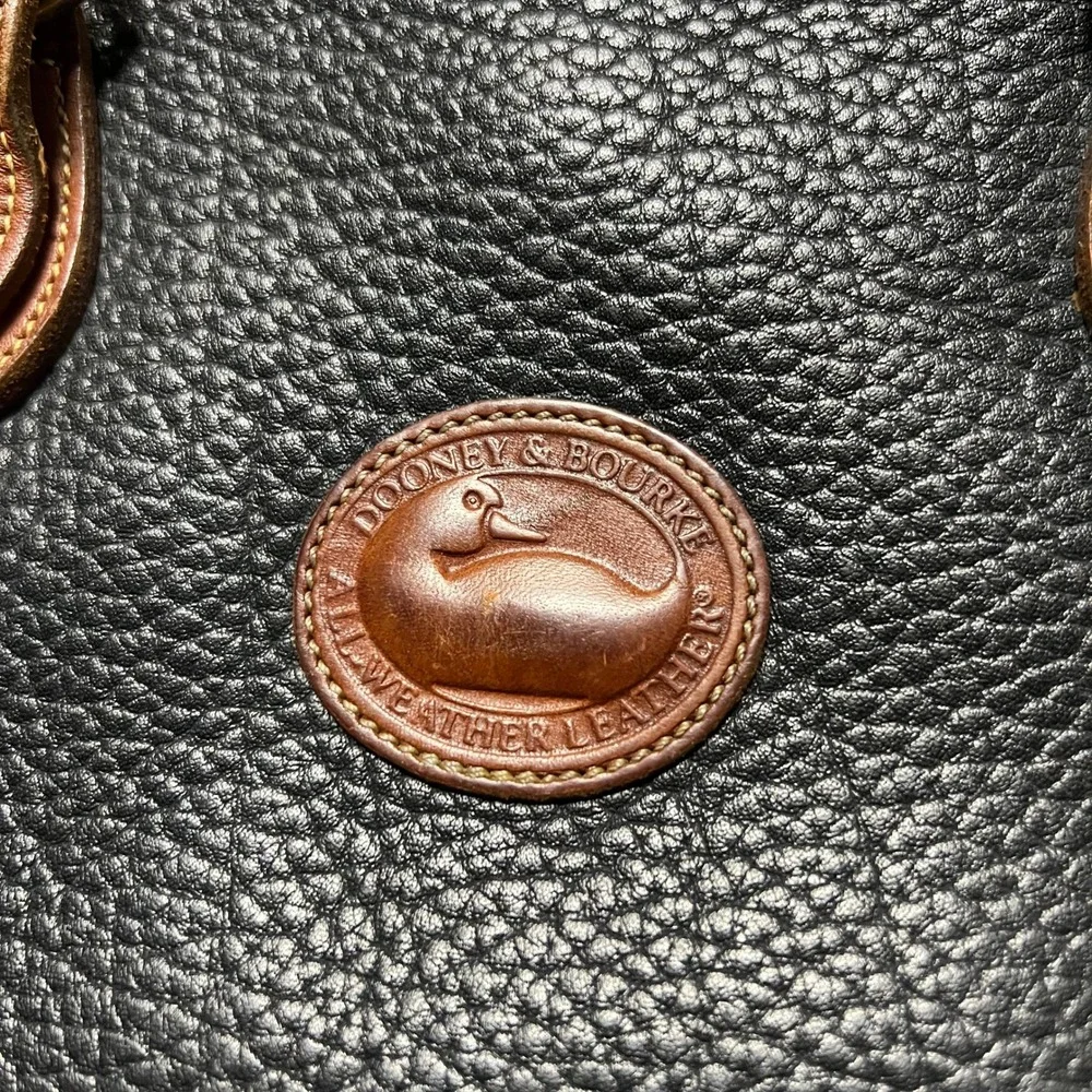 Dooney & Bourke All Weather Leather Vintage Satchel Crossbody Bag Black Tan